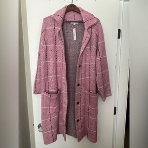 Pink Luxurious Long Cardigan